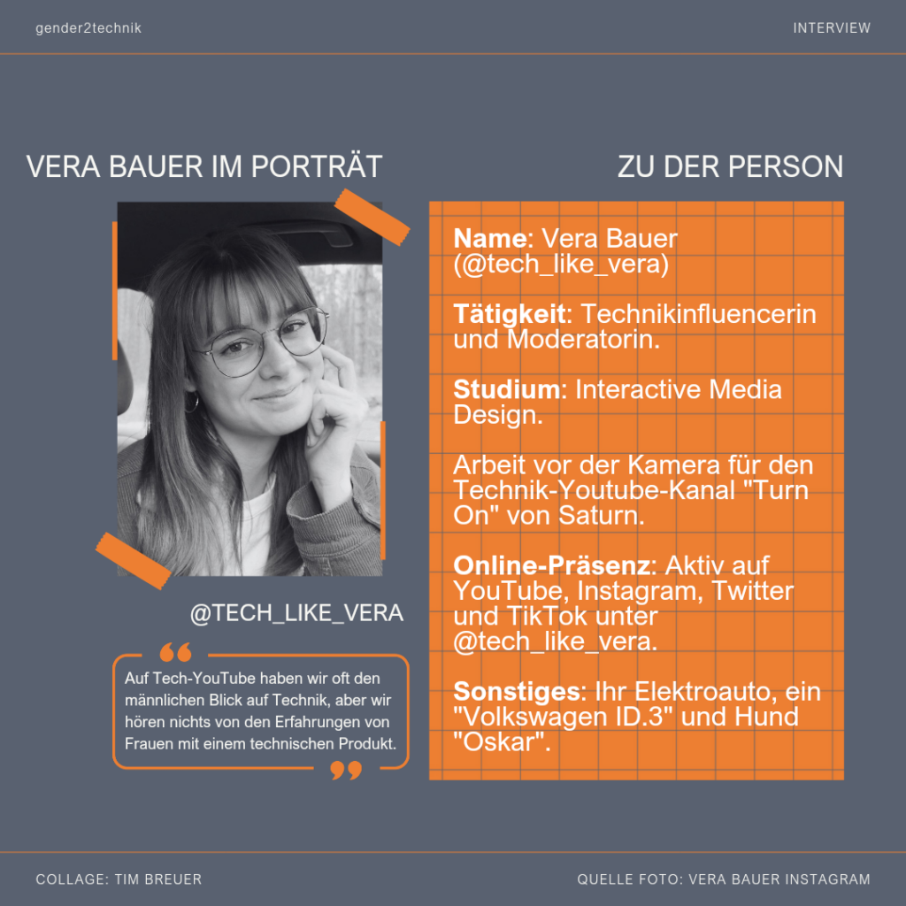 Collage Foto von Vera Bauer mit oranger Steckbriefgrafik